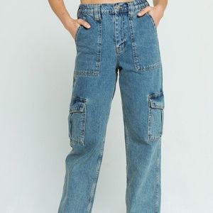 BDG Urban Outfitters Medium Wash High Waisted Straight Leg Cargo Skate Jeans